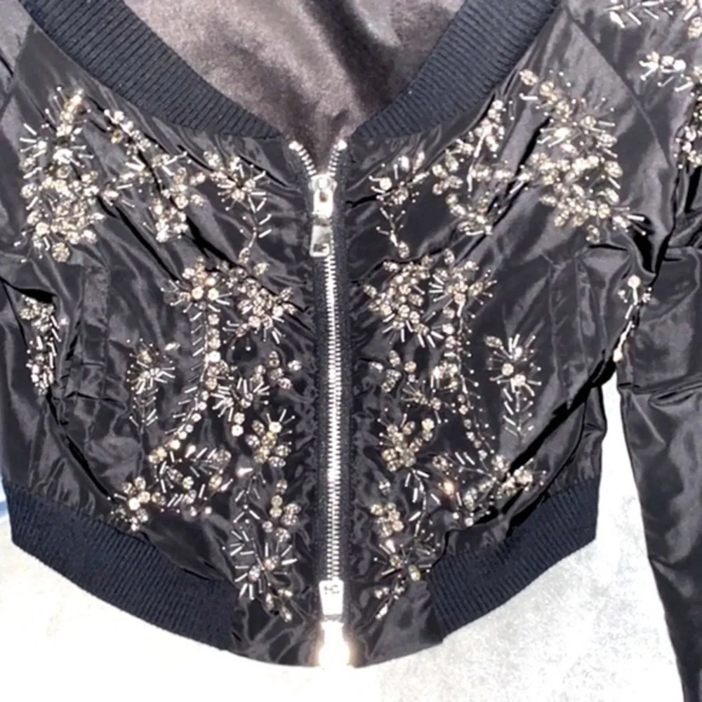 - Stylish trendy jacket covered with stones handmade with crystal size S NWOT